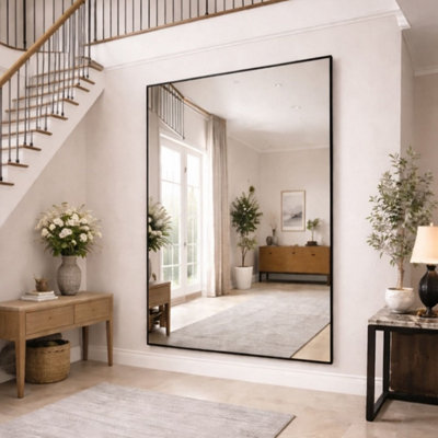 Jōbū Black Jobu Home - 200X150cm Rectangular Wall Mirror - Steel Frame For Living Rooms, Gyms & Dressing Areas - Takara Large
