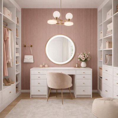 Jōbū Pink/White Jobu Home - Acoustic Wall Panels In Dusky With Backing - X 60Cm 240Cm B&Q