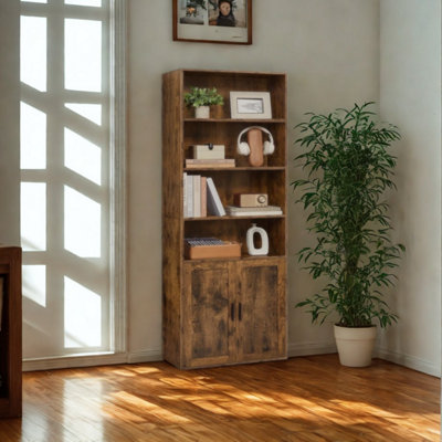 FURNOLD Adjustable Tall Wide Free Standing Bookcase Shelf For Living Room Storage from B&Q