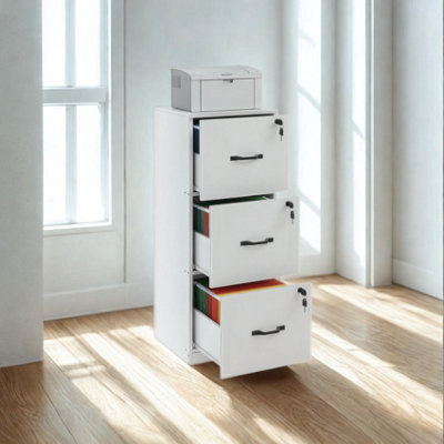 FURNOLD 3 Drawer Filing Cabinet With Locks For Home Office from B&Q