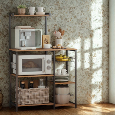 FURNOLD Industrial 4 Tier Kitchen Bakers Rack With Storage Shelves from B&Q