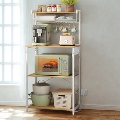 FURNOLD Industrial 4 Tier Smart Kitchen Bakers Rack With Power Outlets from B&Q