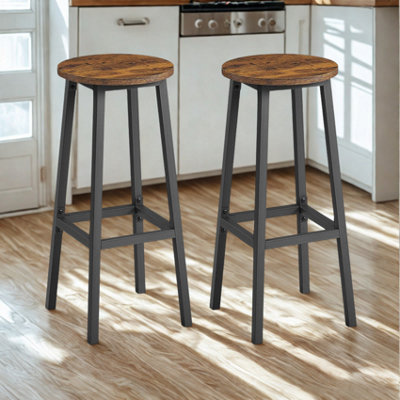 B&Q -  Set Of 2 Kitchen Counter Height Breakfast Bar Stools Brown