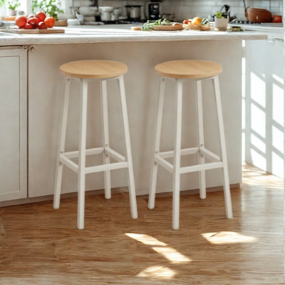 B&Q -  Set Of 2 Kitchen Counter Height Breakfast Bar Stools Oak