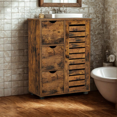 FURNOLD Bathroom Storage Cupboard Floor Cabinet With 3 Drawers from B&Q
