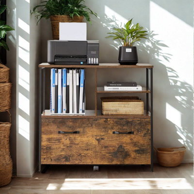 FURNOLD 2 Drawer Portable Filing Cabinet With Storage Shelves from B&Q