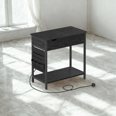 Slim Smart Bedside End Table With Power And Usb Outlets Black from B&Q