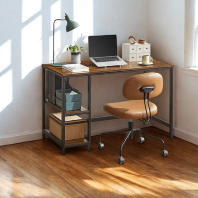 FURNOLD Industrial Rustic 120Cm Computer Desk With Adjustable Shelves from B&Q
