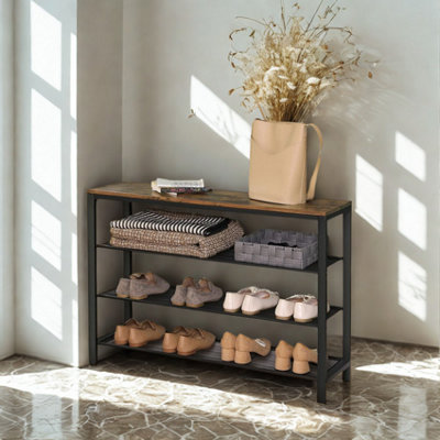 FURNOLD 4 Tier Shoe Rack Hallway Storage Organiser from B&Q