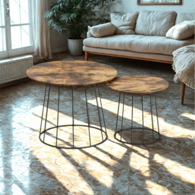 FURNOLD Set Of 2 Industrial Coffee Centre Accent Tables from B&Q