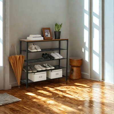 FURNOLD 5 Tier Industrial Shoe Rack Hallway Storage Organiser from B&Q