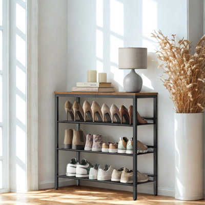 FURNOLD 4 Tier Industrial Adjustable Shoe Rack Hallway Storage Organiser from B&Q