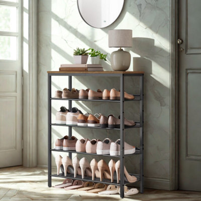 FURNOLD 5 Tier Industrial Shoe Rack Hallway Storage Organiser from B&Q