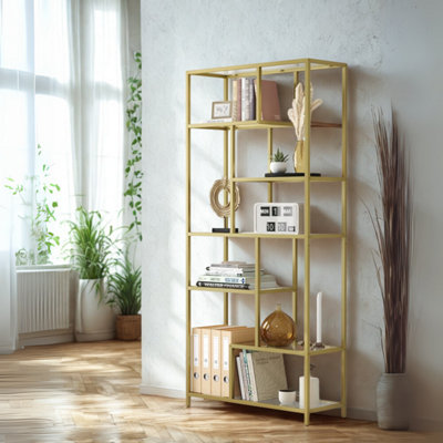 B&Q -  6 Tier Tempered Glass Shelving Unit Gold