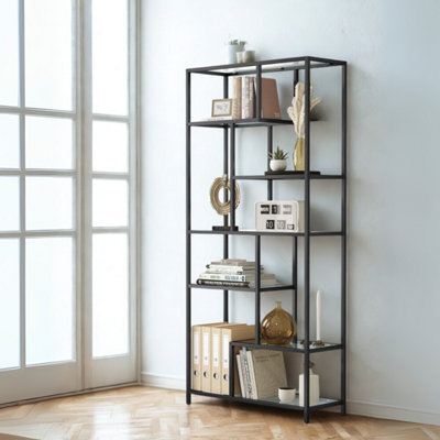 B&Q -  6 Tier Tempered Glass Shelving Unit Black