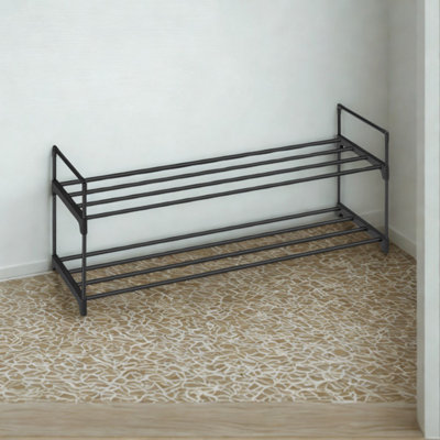 FURNOLD 2 Tier Metal Shoe Storage Rack With Slats from B&Q