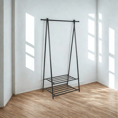  - Entryway Metal Coat Rack Stand With Shoe Storage