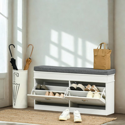 Pirlo Shoe Storage Bench - White - Polyester - 8 - Image 3