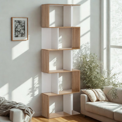FURNOLD 5 Tier Industrial Freestanding Bookcase Shelving Unit Natural from B&Q
