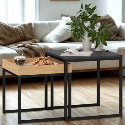 FURNOLD 2Pc Square Nesting Coffee Tables Living Room Furniture from B&Q