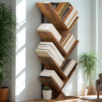 FURNOLD Industrial Freestanding Tree Storage Shelves Bookcase from B&Q