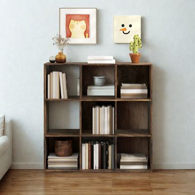 FURNOLD 9 Cube Freestanding Storage Unit Bookcase Rustic from B&Q