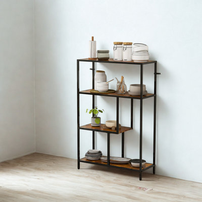 FURNOLD 4 Tier Bookcase Display Stand With Storage Shelves Rustic from B&Q