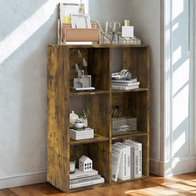FURNOLD 6 Cube Freestanding Storage Unit Bookcase Rustic from B&Q