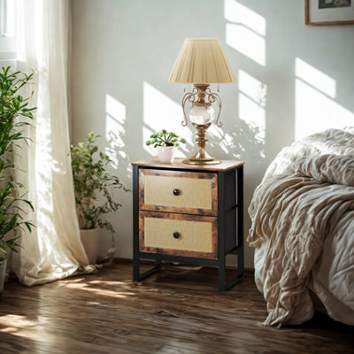 Industrial Bedside Table Nightstand With 2 Drawers from B&Q