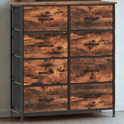 FURNOLD Industrial 8 Fabric Drawer Chest Storage Unit Rustic from B&Q