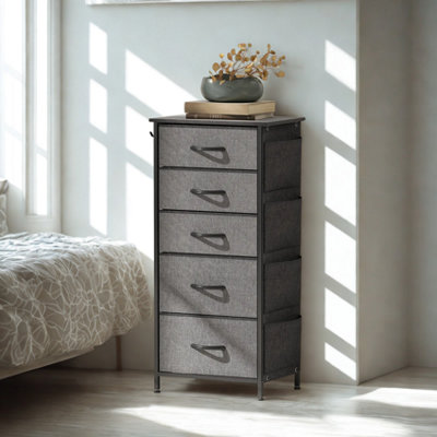 FURNOLD Industrial 4 Fabric Drawer Chest Storage Unit Rustic from B&Q