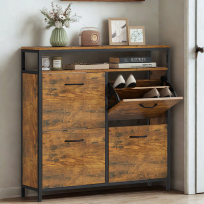 FURNOLD Industrial 4 Drawer Shoe Storage Rack Hallway Organiser from B&Q