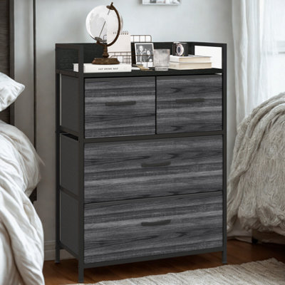 Pirlo Industrial 4-Drawer Storage Unit - Wood Effect - Black - Image 3