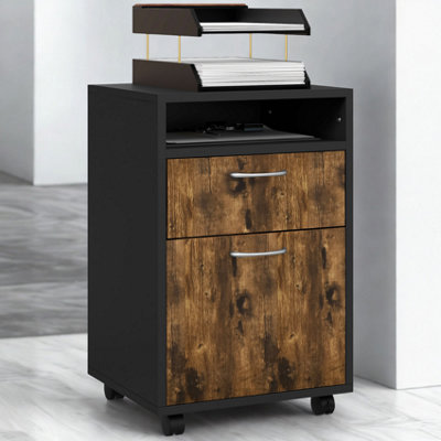 FURNOLD 2 Drawer Portable Rolling Filing Cabinet With Shelf from B&Q