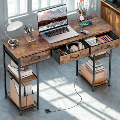 FURNOLD Industrial 120Cm Computer Desk With Drawers And Usb Outlets from B&Q