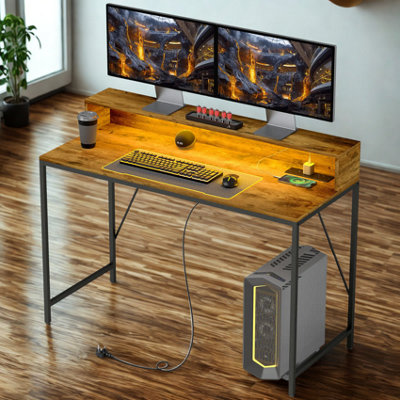 FURNOLD Industrial 120Cm Computer Desk With Usb Outlets And Led Lights from B&Q