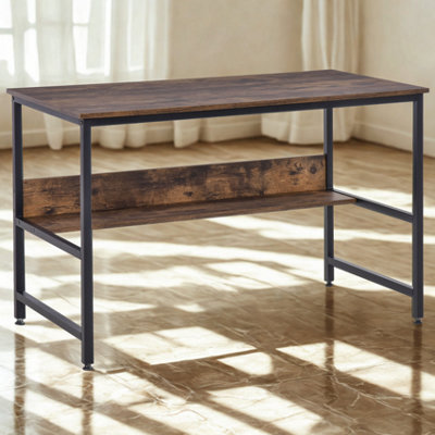 FURNOLD Industrial Rustic 2 Tier Computer Desk With Storage Shelf from B&Q