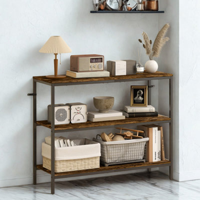 B&Q -  3 Tier Console Table For Entryway Hallway Rustic Brown