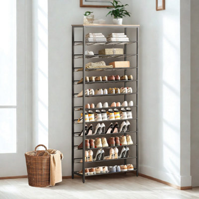 FURNOLD 12-Tier Large Hallway Shoe Rack Storage Organiser With Mesh Shelves from B&Q