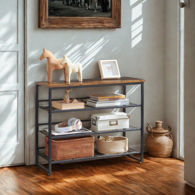 FURNOLD 4-Tier Hallway Shoe Rack Storage With Adjustable Mesh Shelves from B&Q