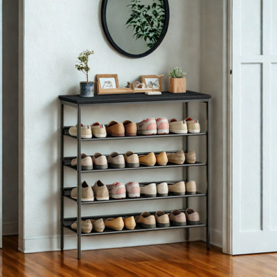 FURNOLD 4-Tier Hallway Shoe Rack Storage With Fabric Shelves from B&Q