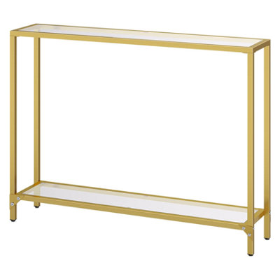 Pirlo Plush Industrial 2 Tier Entryway Hallway Console Table With Tempered Glass Top from B&Q