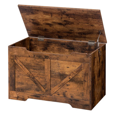 Pirlo Plush Industrial Wooden Storage Box Chest Trunk Rustic from B&Q