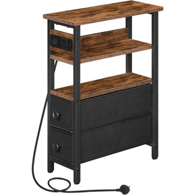 Pirlo Plush Industrial Slim Side End Table With Charging Station And Drawers from B&Q