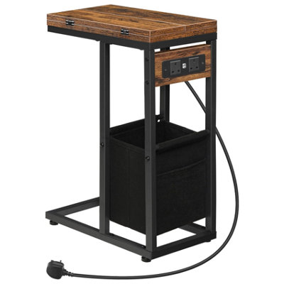 Pirlo Plush Industrial Foldable C Side End Table With Charging Station from B&Q