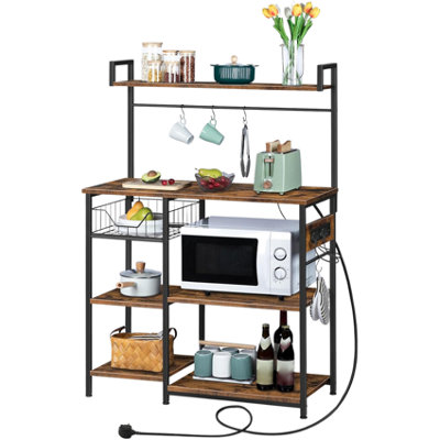 Pirlo Plush Industrial 4 Tier Smart Kitchen Bakers Storage Rack With Power Outlets from B&Q