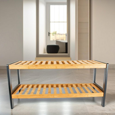 BMBO 2-Tier Wooden Hallway Shoe Rack from B&Q