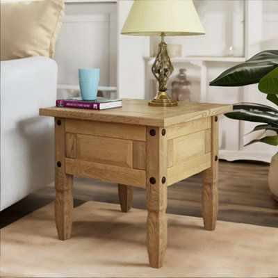 B&Q -  Solid Pine Wood Side End Accent Table Natural Brown