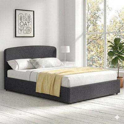 Oat Home Unisex Charcoal Delamere Modern Low Headboard Upholstered Ottoman Storage Bed Frame In | : King - Image 4