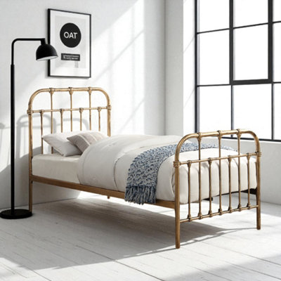 B&Q -  Camden Antique Brass Effect Victorian Hospital Metal Single Bed Frame